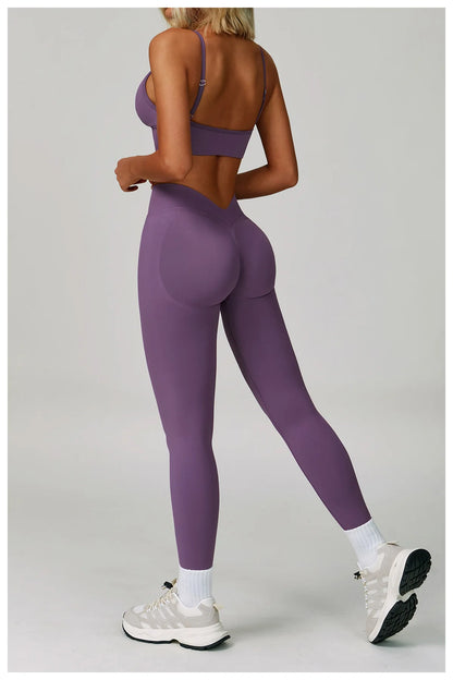 2/3PCS Women’s Seamless Yoga & Gym Set – Push-Up Sports Bra, Long Sleeve Jacket & Workout Leggings
