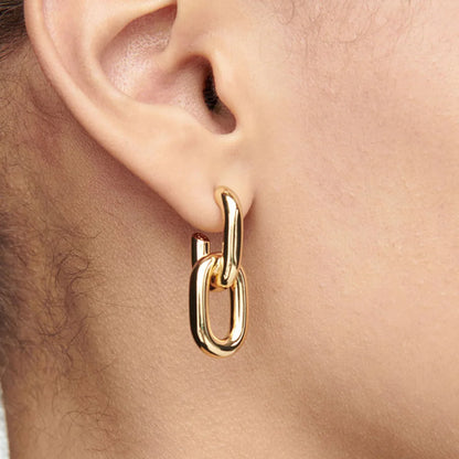 Stainless Steel Gold Geometric Square Hoop Earrings – Punk Hip-Hop Huggie Jewelry for Women Party Fashion