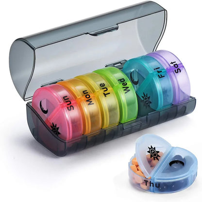 Weekly 7-Day Pill Organizer Box – Portable Medicine & Tablet Storage with Secret Compartments for Travel