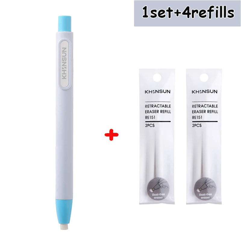 Retractable Pencil Eraser — Rubber Eraser for Writing Correction, School & Office Supplies