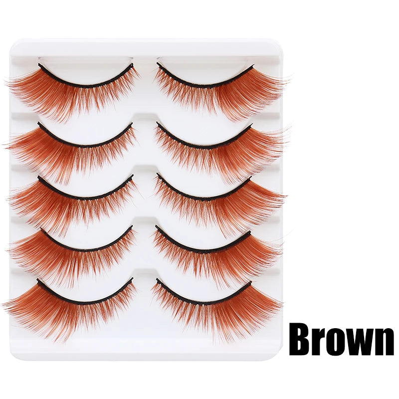Colorful Halloween False Eyelashes – Blue, Red & Pink Cosplay Fake Lash Extensions for Makeup Looks