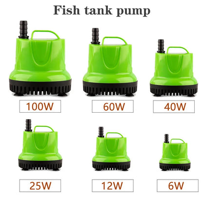 Submersible Water Pump – Ultra-Quiet for Fish Tanks, Ponds, Hydroponics, Fountains, 6W-100W, 110V-220V