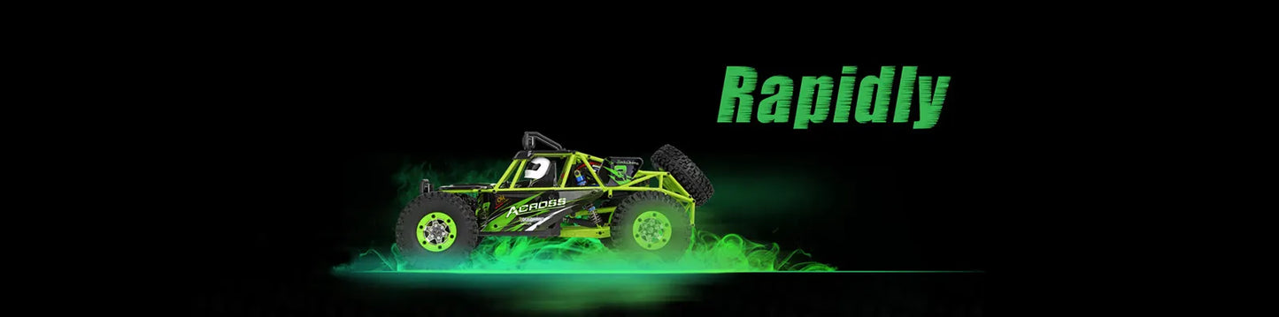 WLtoys 12428 1:12 RC Racing Car — 4WD High-Speed Off-Road Remote Control Buggy with LED Light, Alloy Climbing Truck, Boys & Kids Gift