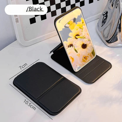 Portable Folding Makeup Mirror - HD Mini Desktop Stand-Up Mirror for Girls, Travel & Daily Beauty