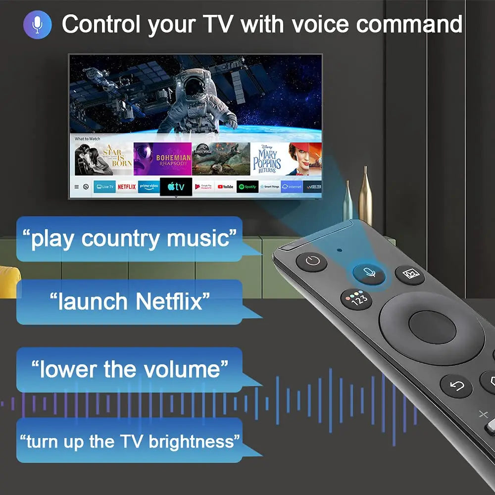 BN59-01330A / BN59-01329A Replacement Voice Remote Control — Compatible with Samsung LED, QLED, UHD, SUHD, HDR, LCD, 4K, 8K, 3D Curved Smart TVs