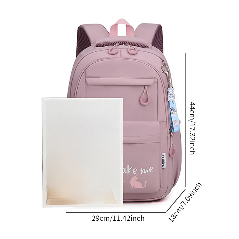 Teen Girls School Backpack | Pink Waterproof Bag for Primary & Middle School Students