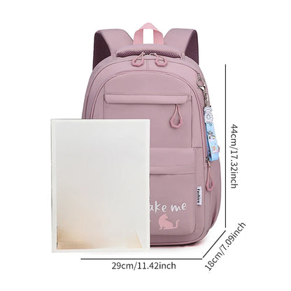 Teen Girls School Backpack | Pink Waterproof Bag for Primary & Middle School Students