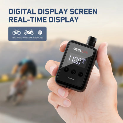 150 PSI Portable Pocket Bike Air Pump – MINI Rechargeable Electric Tire Inflator with Digital Gauge Display