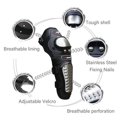4PCS Motorcycle Knee & Elbow Pads Set — Stainless Steel Motocross Racing Protective Gear Kit