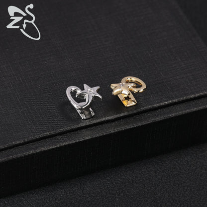 ZS Hip Hop Grillz – Silver/Gold Plated CZ Crystal Cross & Rose Star Tooth Cap, Top & Bottom Set