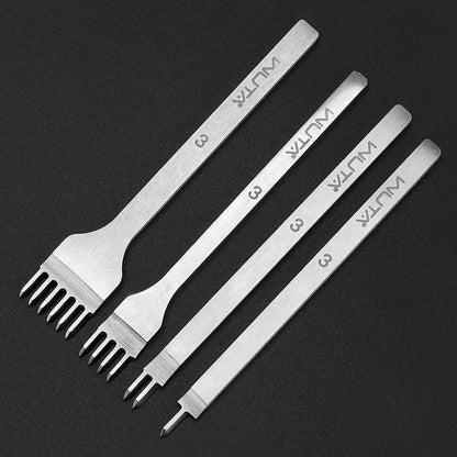 WUTA Leather Chisel Tool – Diamond Pricking Iron with 3/4/5/6mm Hole Punch for Stitching & Leathercraft