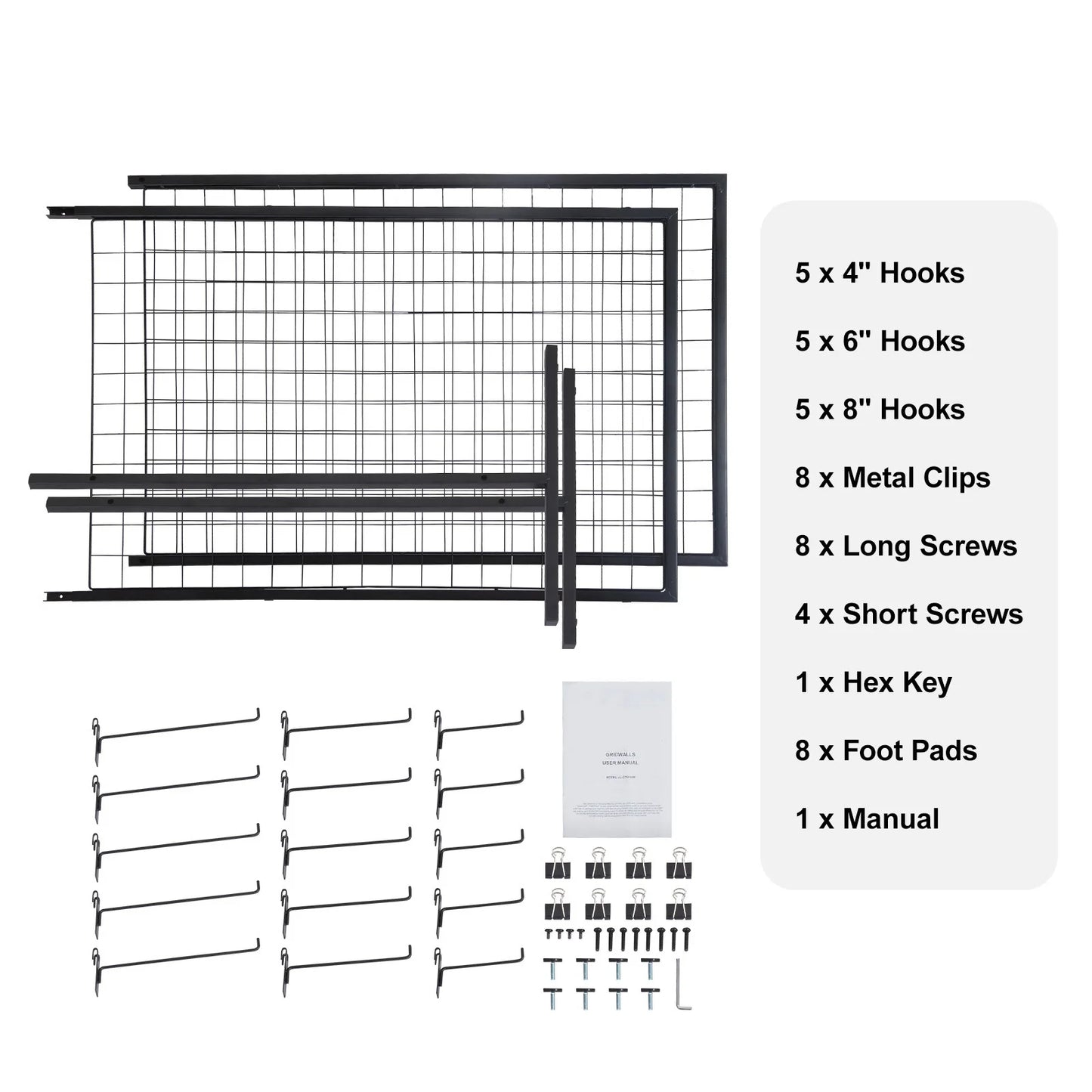 SucceBuy Double-Sided Grid Wall Panels – Wire Display Racks with Hooks for Art, Crafts & Retail Shops