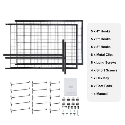 SucceBuy Double-Sided Grid Wall Panels – Wire Display Racks with Hooks for Art, Crafts & Retail Shops