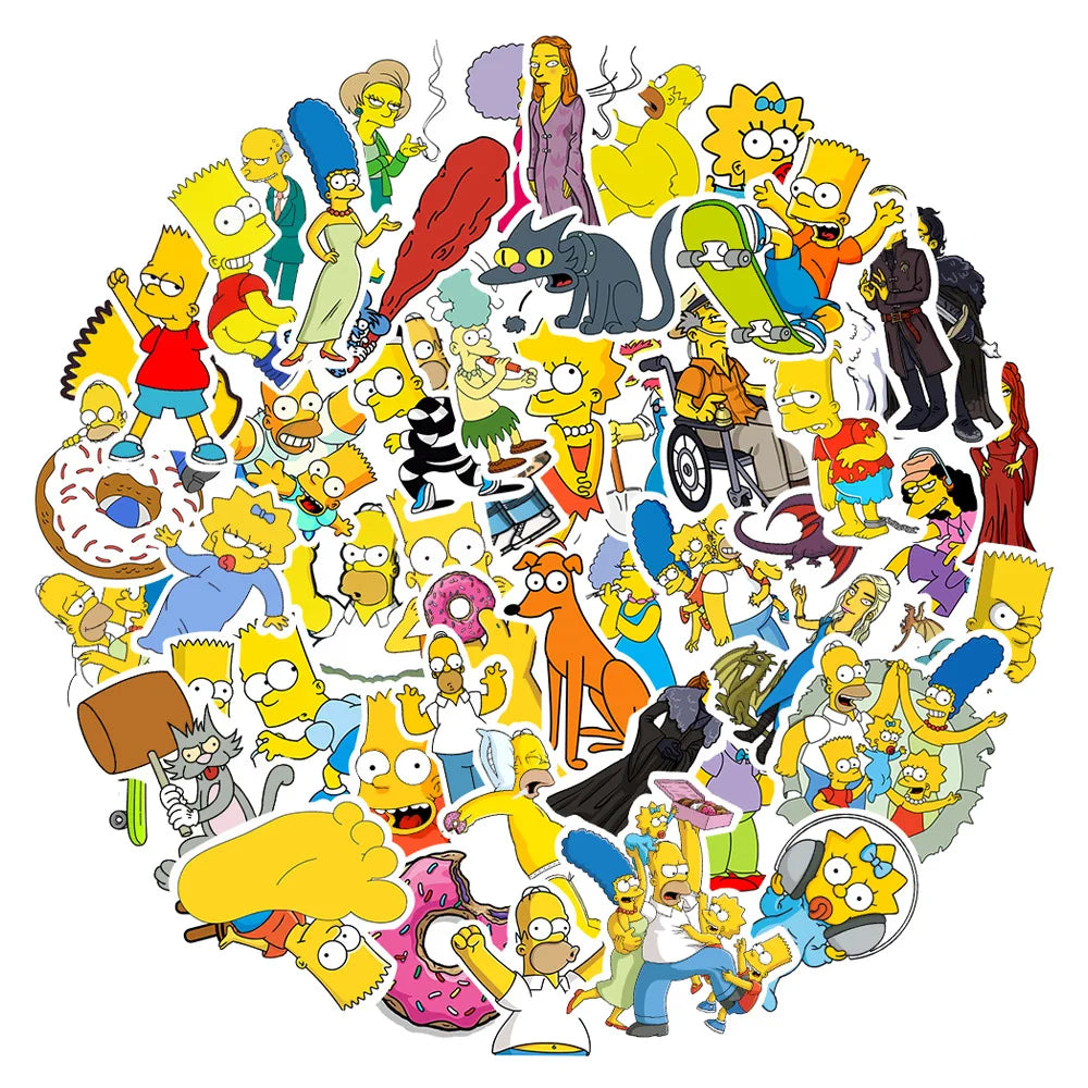Cartoon Waterproof Stickers – 50/100-Piece Decorative Graffiti Decals for Luggage, Skateboards & Laptops
