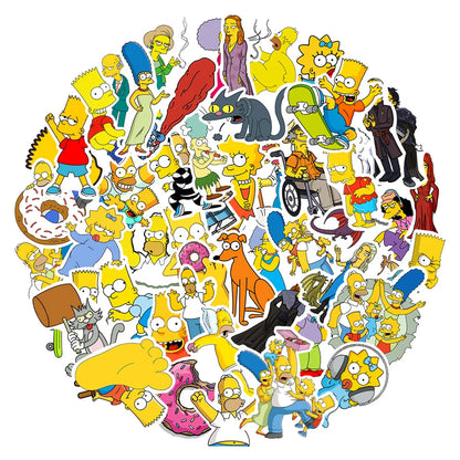Cartoon Waterproof Stickers – 50/100-Piece Decorative Graffiti Decals for Luggage, Skateboards & Laptops