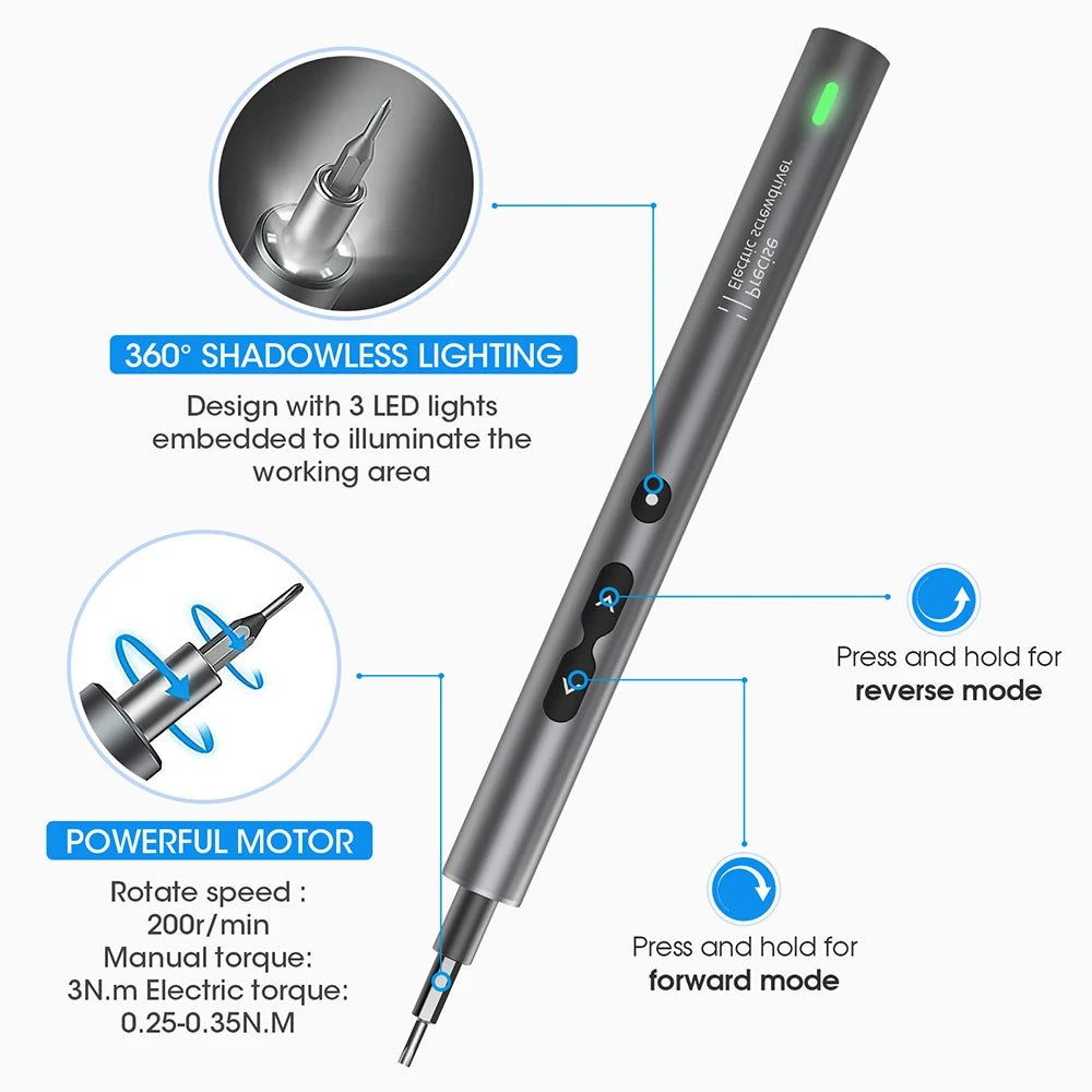 6-in-1 Electric Screwdriver Kit - Cordless Precision Repair Tool Set for Phone, Watch & Electronics