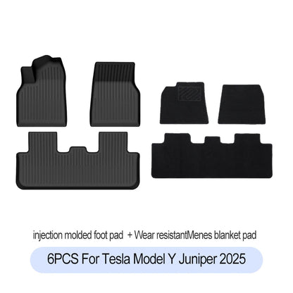 Tesla Model Y Juniper 2025+ TPE Floor Mats Set – Premium All-Weather Cargo & Trunk Liner, Wear-Resistant Car Interior Foot Protection Mats