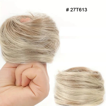 100% Human Hair Bun Ponytail Hairpiece – Brazilian Hair Scrunchie Updo, Donut Chignon Hair Extension for Women