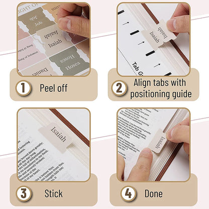 Bible Tabs Set of 75 - Minimal Morandi Design - Laminated Tabs for Women and Men - Ideal for Study Bible & Indexing