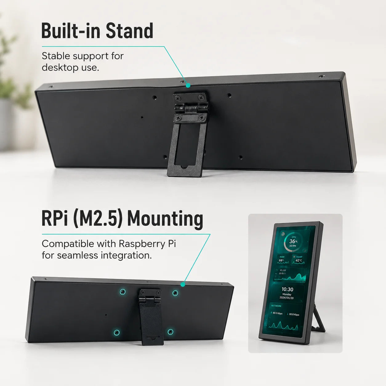 LESOWN Stretched Bar LCD Monitor - 11.3/8.8/7.9 Inch Secondary Display for PC Case, CPU, GPU & AIDA64 DIY Monitoring