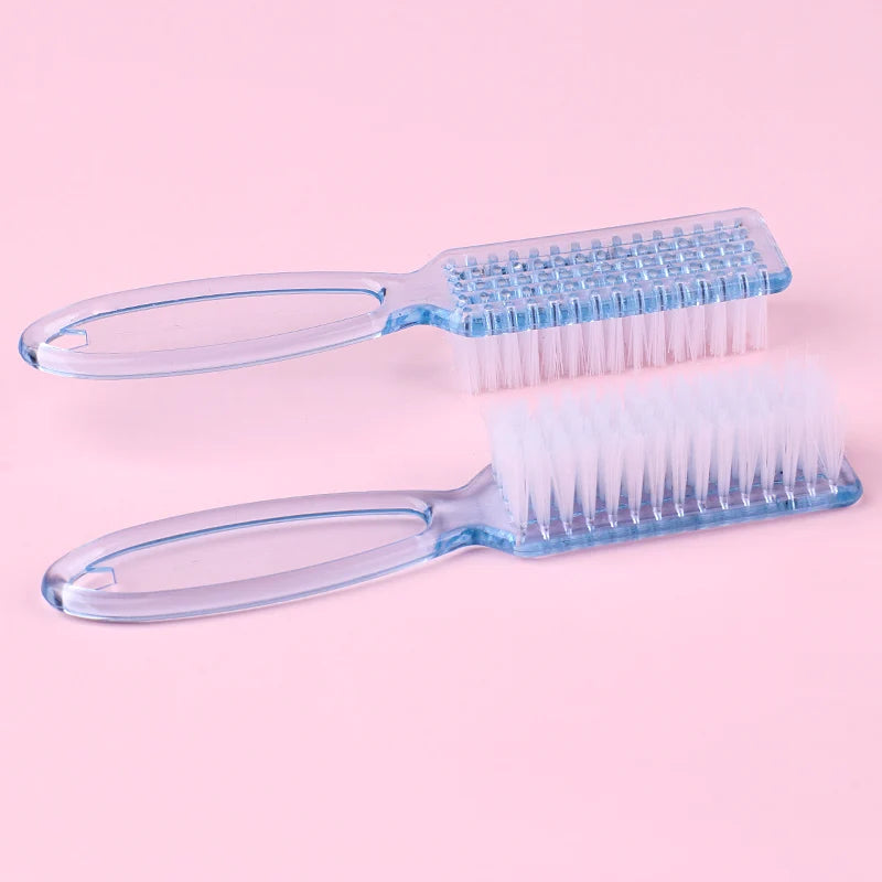 4PCS Transparent Nail Cleaning Brushes – Plastic Handle Pedicure & Manicure Scrub Brushes