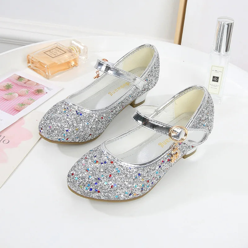Girls Princess High Heel Shoes - Purple & Red Leather Party Dress Shoes for Kids Weddings & Special Occasions