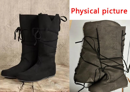 Men’s Medieval Viking Boots – PU Leather Knight LARP Shoes Retro Nordic Warrior Cosplay Carnival Costume Footwear