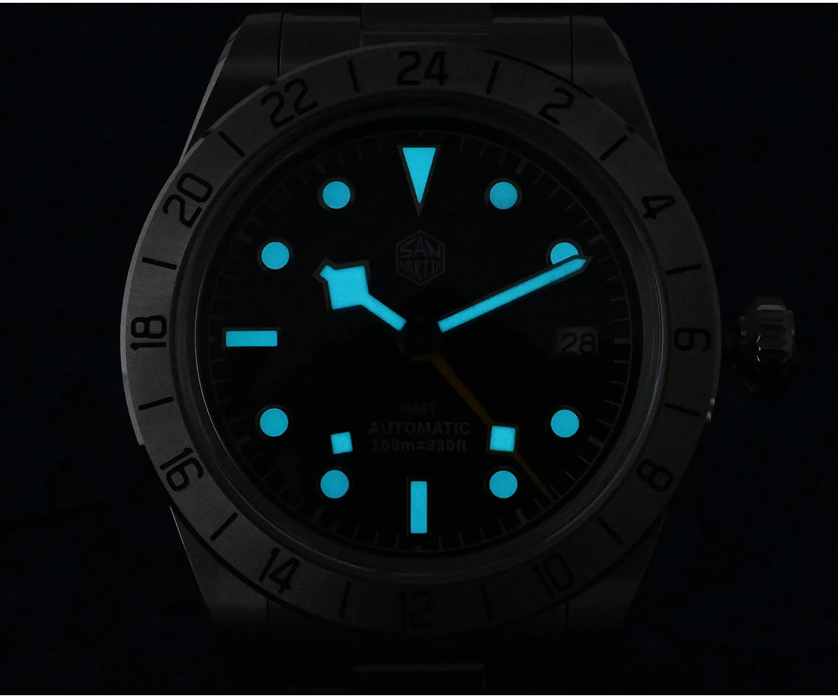 San Martin 39mm NH34 BB GMT Automatic Mechanical Sport Watch — Sapphire Luminous Waterproof 100m for Men Relogio SN0054