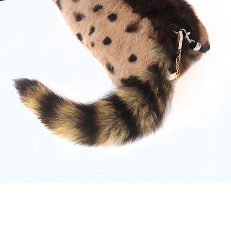 Plush Fox & Raccoon Tail Keychain – 28cm Furry Animal Tail Pompom Bag Charm & Keyring Pendant