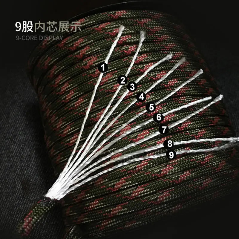 100M 550 Military Standard Paracord Rope – 9 Core 4mm Outdoor Survival, Parachute Cord for Tent, Umbrella, Lanyard Strap