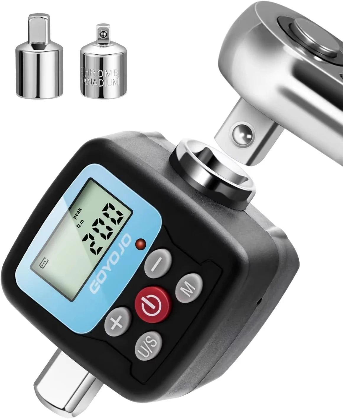 GOYOJO 1/2" Digital Torque Wrench Adapter - Electronic Torque Converter with Digital Display & 1/4", 3/8" Adapters for Cars