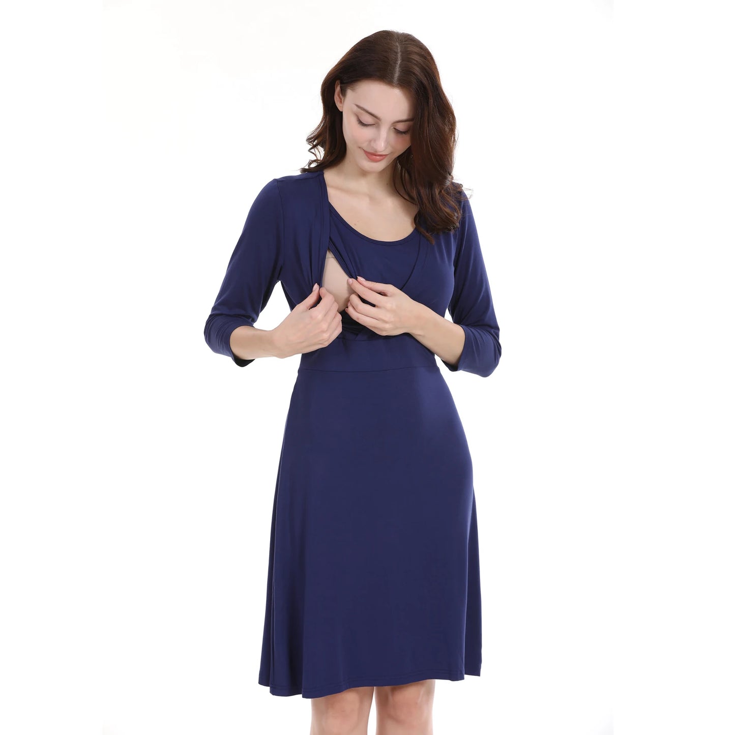 Maternity Nursing Dress - Comfortable Breastfeeding Nightgown for Pregnancy & Postpartum Wear