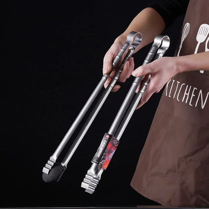 1Pc Extra Long Outdoor Camping Grill Tongs: 45CM Stainless Steel Kitchen Tongs for Cooking and Grilling - Durable Grilling Clips