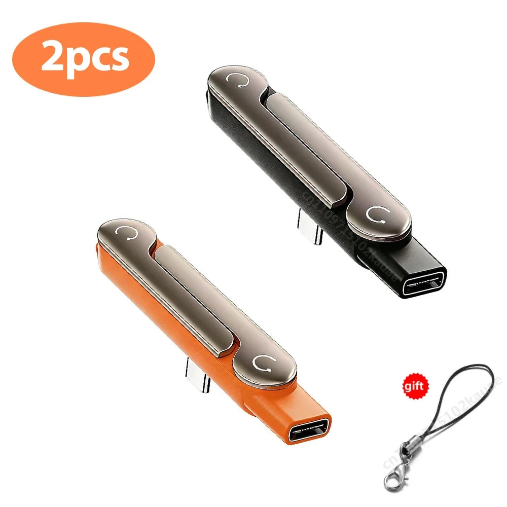 Type-C 240W Fast Charging Bracket Adapter – USB-C Male to USB-C Female OTG Converter with Foldable Holder (1/2/3PCS)