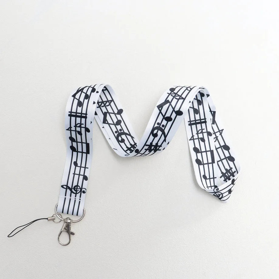 Musical Notes Lanyard - Neck Strap for Keys, ID Cards, Phone & Key Ring Accessories