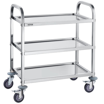 VEVOR Stainless Steel Lab Utility Cart – 1/2/3 Tier Medical & Kitchen Cart with Lockable Wheels