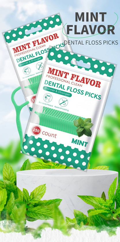 300PCS/150PCS/50PCS Mint Floss Sticks - Interdental Cleaning Tools for Fresh Oral Care