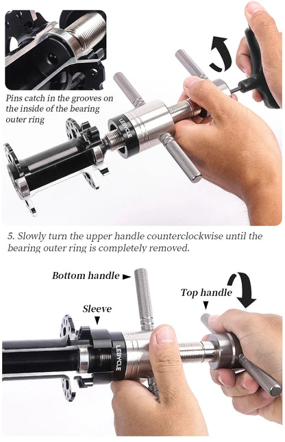 LEBYCLE Bike Hub Bearing Removal Tool — MTB & Road Bicycle Hub Tower Puller for Hub Repair
