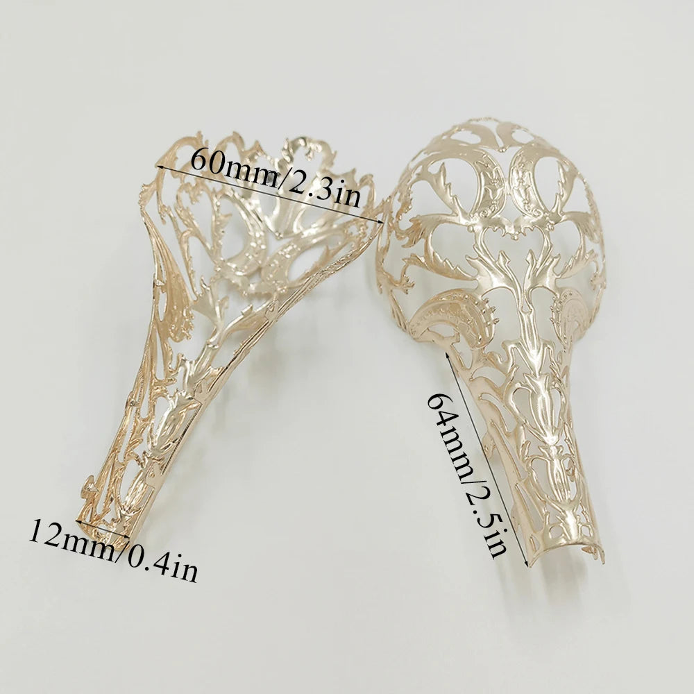 1Pair Metal Heel Covers - Thin High-Heeled Shoes Repair Accessories, Decorative Hollow Metal Pieces, Chinese Retro Style