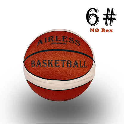 Silent Indoor Basketball – Airless Foam Dribbling Ball, Size 7/6/5 with Grooved Quiet Training Design