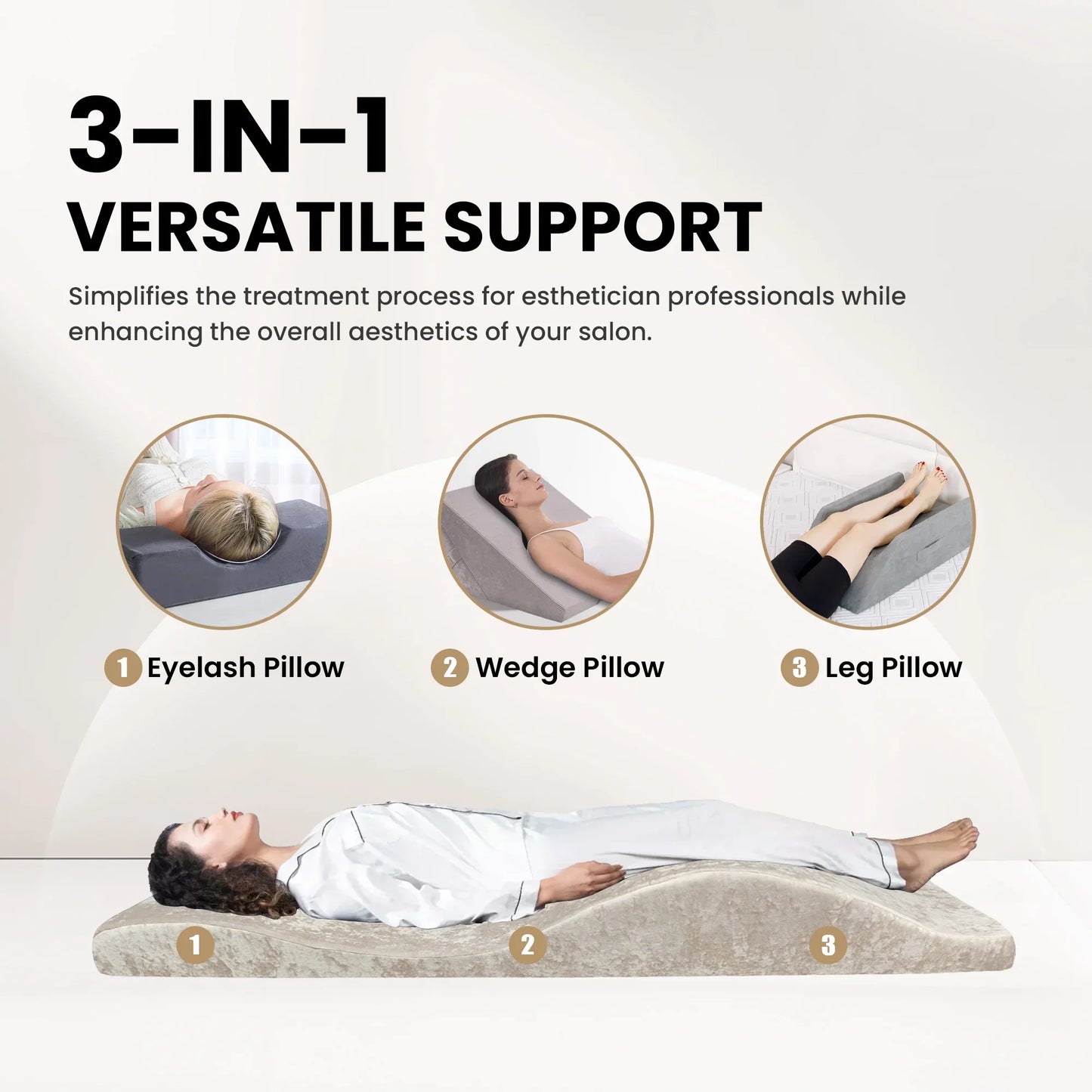 Lash Mattress and Cover – Wave Memory Foam Beauty Salon Lash Bed, Curved Topper for Eyelash Foam Spa