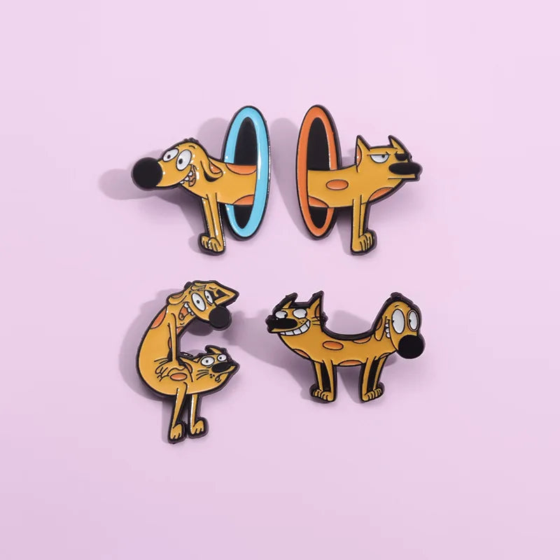 Colorful Cat & Dog Anime Brooch – Cartoon Pin for Clothing, Collars, and Film & TV Accessories