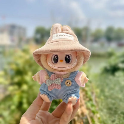 17cm Mini Plush Doll Clothes — Kpop EXO Labubu I & II Idol Doll Outfit Set, Overalls for Sitting & Party, Doll Accessories Gift