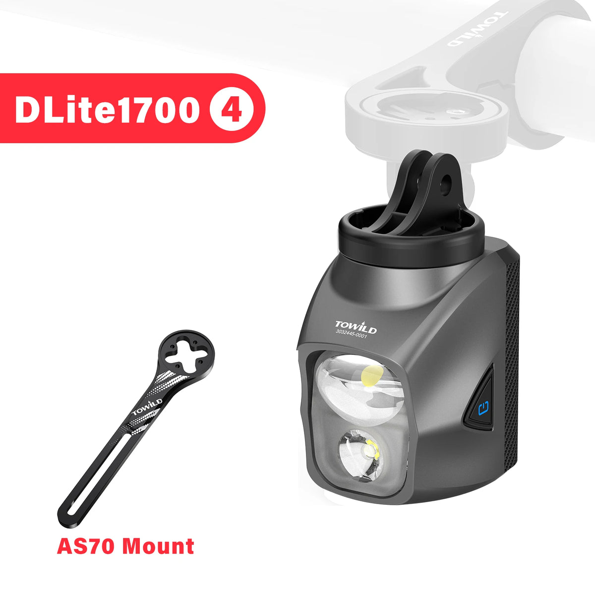 TOWILD DL1200S/DL1700 Bike Light - Rechargeable MTB Front Headlight with Cut-Off Beam, 1900LM Output & Power Bank Function