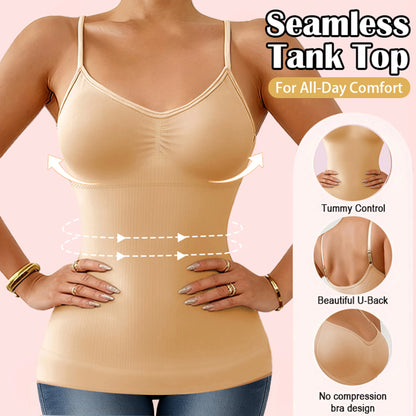 Women’s Camisole Shapewear Tank Top with Built-In Bra – Breathable Tummy Control Slimming Body Shaper Vest Corset Cami