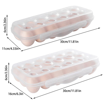12/18 Grid Egg Storage Box - Refrigerator Egg Organizer Tray with Lid