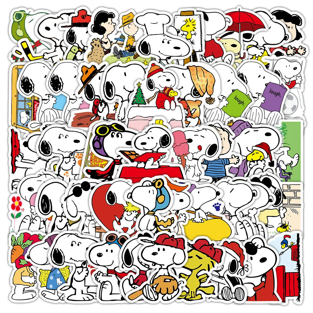 100PCS Snoopy Cartoon Stickers - Cute Anime Decals for Phones, Laptops, Notebooks, Suitcases & Fridges