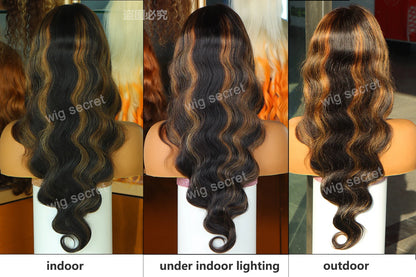 1B30 Highlight Blonde Body Wave Wig – 13x4 HD Lace Frontal, Pre-Plucked Brazilian Human Hair, 200% Density