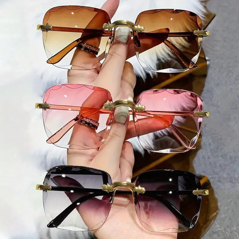 3PCS Rimless Square Sunglasses - Luxury Fashion UV400 Summer Shades for Women & Men