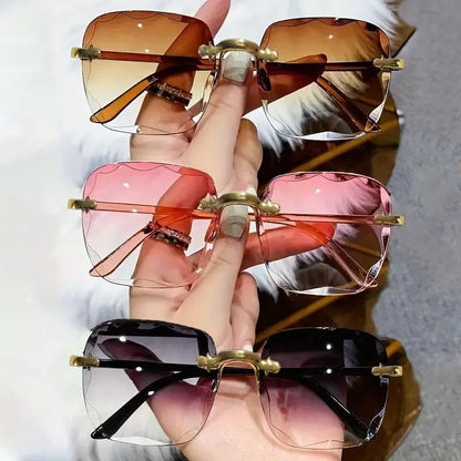 3PCS Rimless Square Sunglasses - Luxury Fashion UV400 Summer Shades for Women & Men
